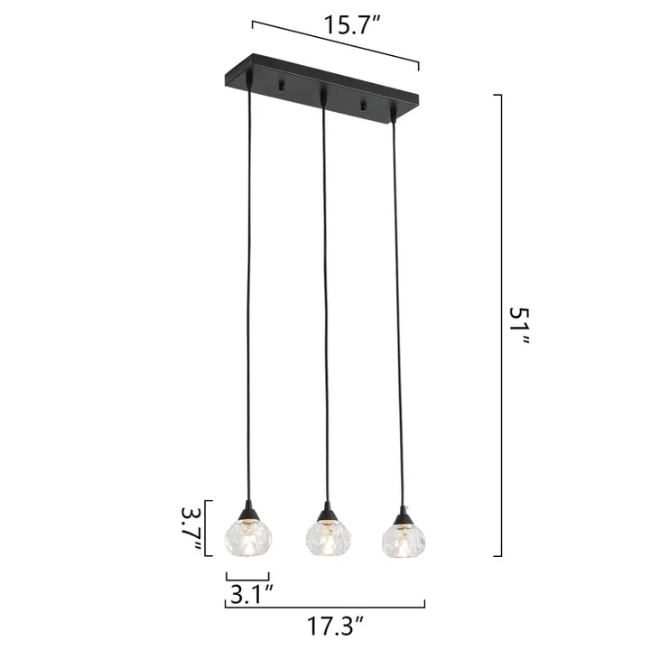 Maxax 3 - Light Kitchen Island Globe Pendant With Crystal Accents #MX19053