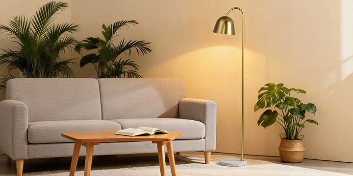 64" Modern Metal Floor Lamp, Polished Gold Finish, 350° Swivel & 90° Tilting Head, Foot Switch Standing Lamp For Living Room, Bedroom, Office #F268-BK