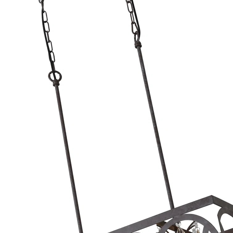 Maxax 6 - Light Lantern Square / Rectangle With Wrought Iron Accents And Crystal #19147