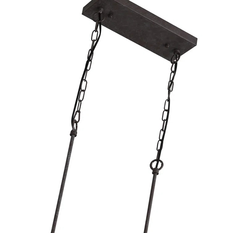 Maxax 6 - Light Lantern Square / Rectangle With Wrought Iron Accents And Crystal #19147