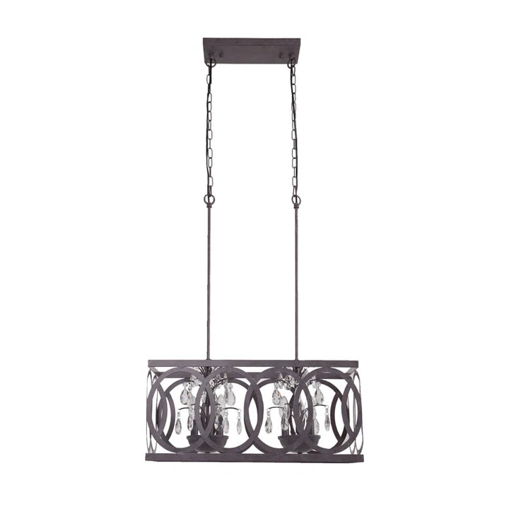 Maxax 6 - Light Lantern Square / Rectangle With Wrought Iron Accents And Crystal #19147