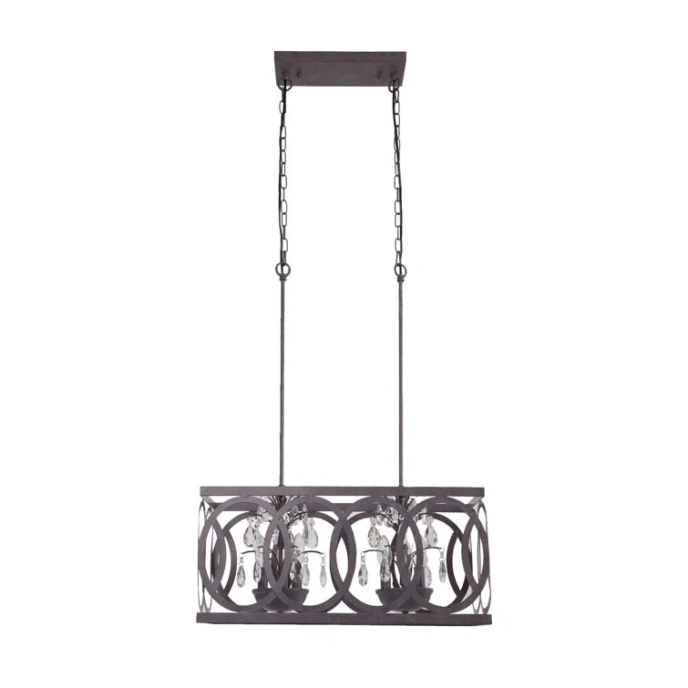 Maxax 6 - Light Lantern Square / Rectangle With Wrought Iron Accents And Crystal #19147
