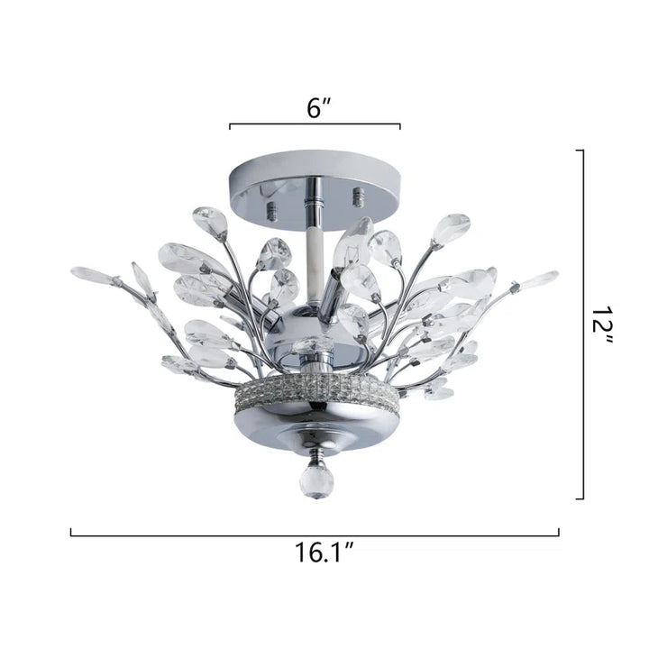 Zaza Designs 4 - Light 16in Crysal Semi Flush Mount #19159