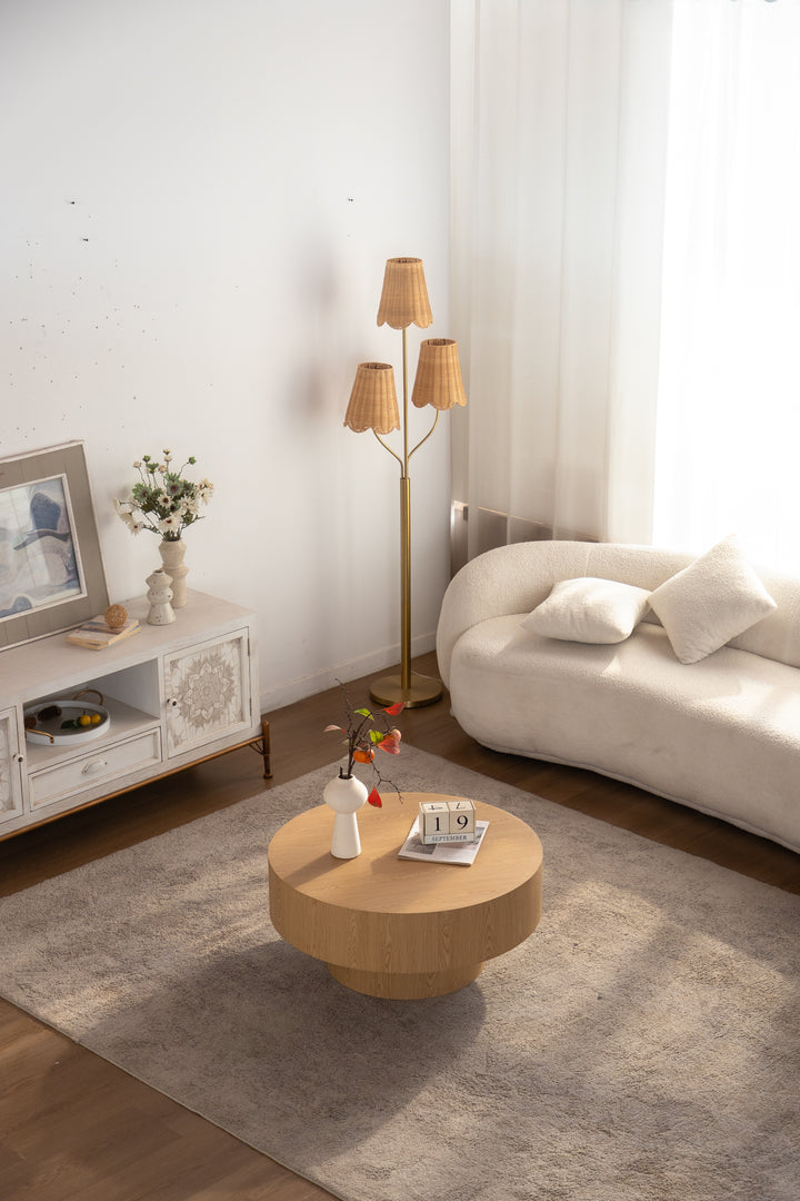 Timeless 30.5'' Modern Drum Round Wooden Coffee Table For Living Room&bedroom #25039