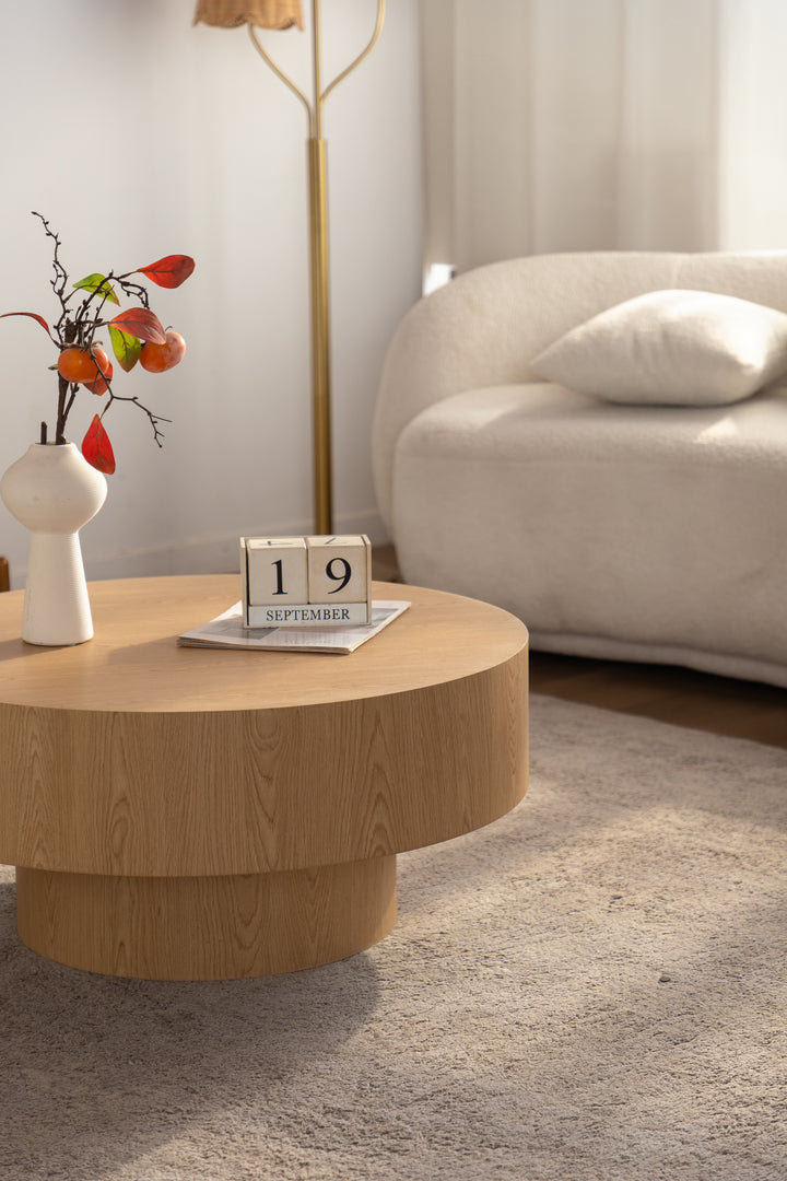 Timeless 30.5'' Modern Drum Round Wooden Coffee Table For Living Room&bedroom #25039