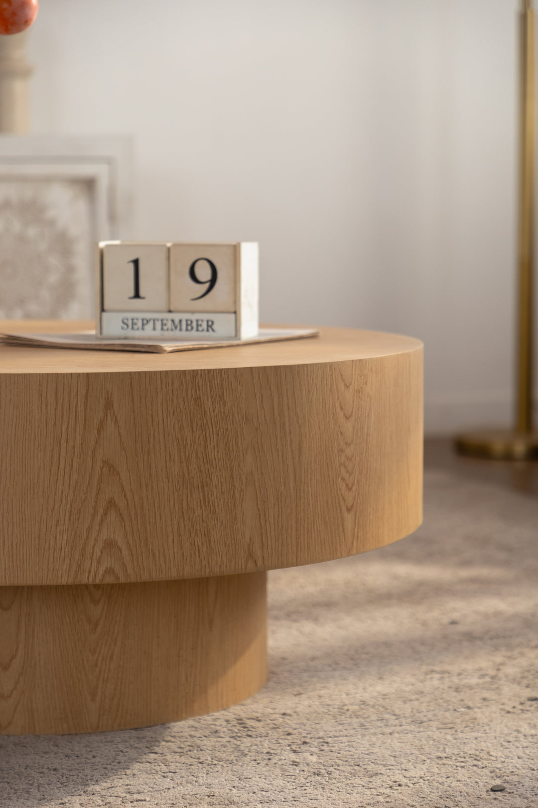 Timeless 30.5'' Modern Drum Round Wooden Coffee Table For Living Room&bedroom #25039