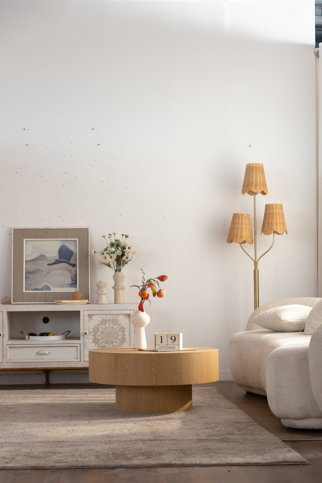 Timeless 30.5'' Modern Drum Round Wooden Coffee Table For Living Room&bedroom #25039