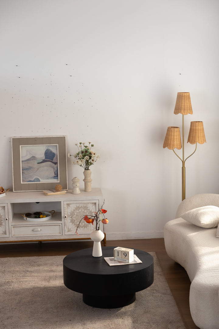 Timeless 30.5'' Modern Drum Round Wooden Coffee Table For Living Room&bedroom #25039