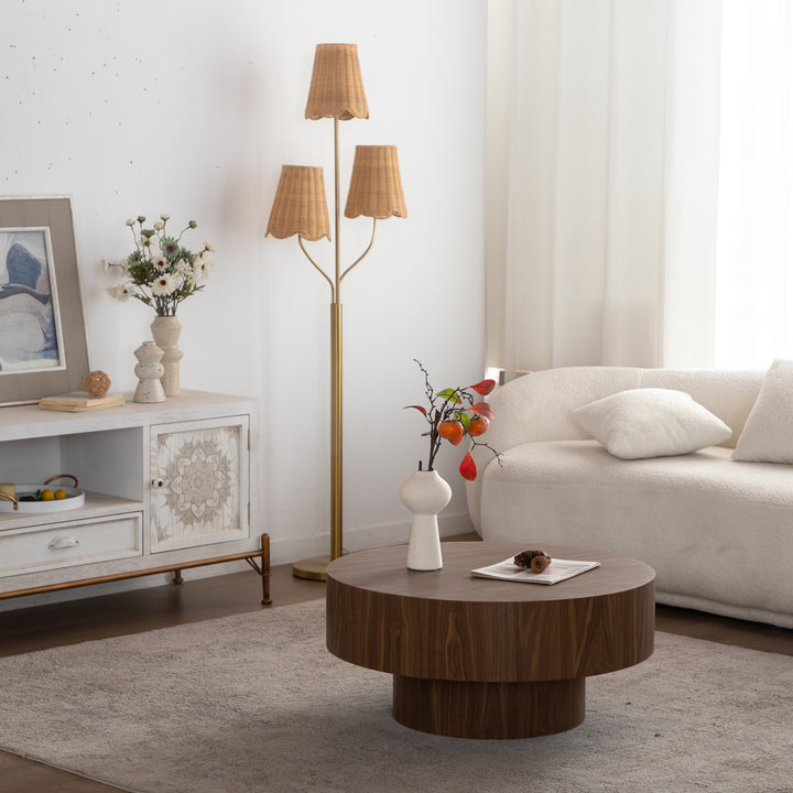 Timeless 30.5'' Modern Drum Round Wooden Coffee Table For Living Room&bedroom #25039