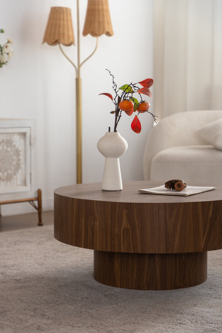 Timeless 30.5'' Modern Drum Round Wooden Coffee Table For Living Room&bedroom #25039