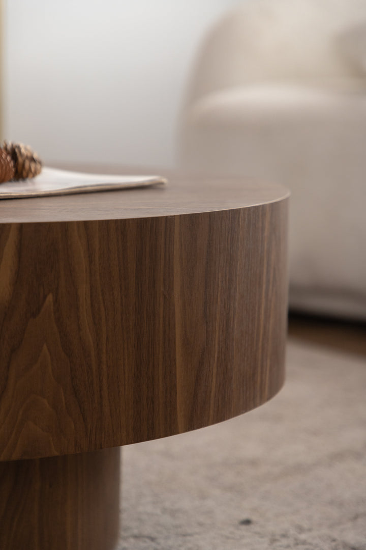 Timeless 30.5'' Modern Drum Round Wooden Coffee Table For Living Room&bedroom #25039