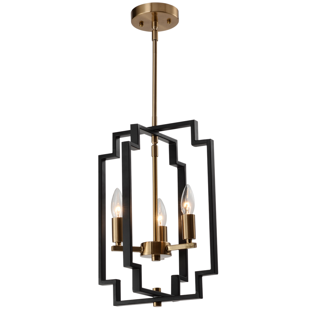 Maxax 3 - Light Lantern Square Chandelier with Wrought Iron Accent #MX1920-P3