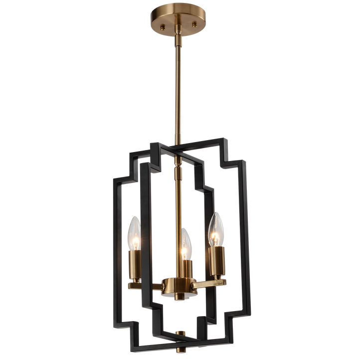 Maxax 3 - Light Lantern Square Chandelier with Wrought Iron Accent #MX1920-P3