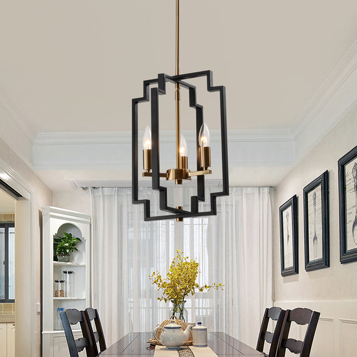 Maxax 3 - Light Lantern Square Chandelier with Wrought Iron Accent #MX1920-P3