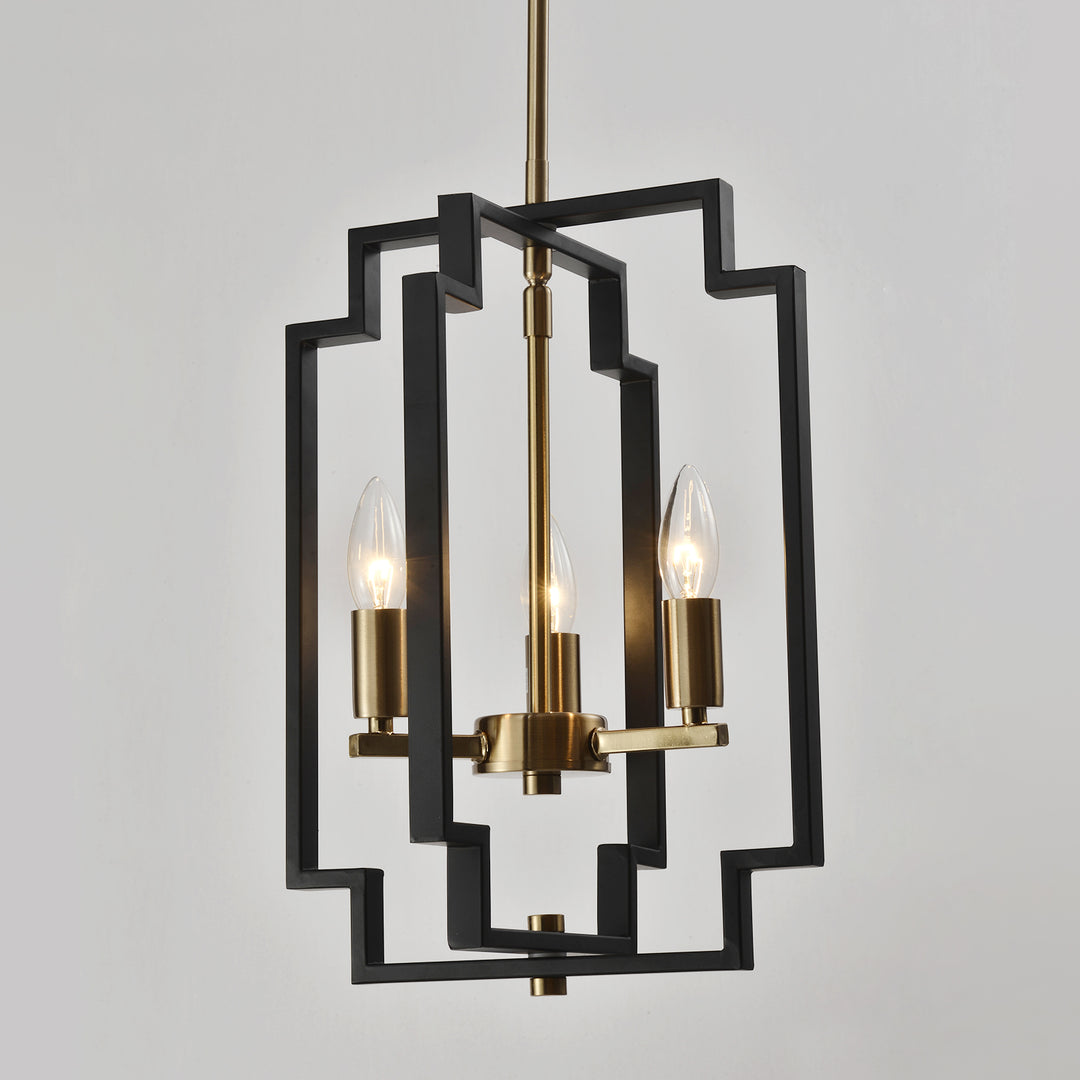 Maxax 3 - Light Lantern Square Chandelier with Wrought Iron Accent #MX1920-P3