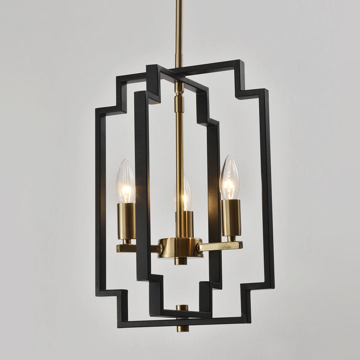 Maxax 3 - Light Lantern Square Chandelier with Wrought Iron Accent #MX1920-P3