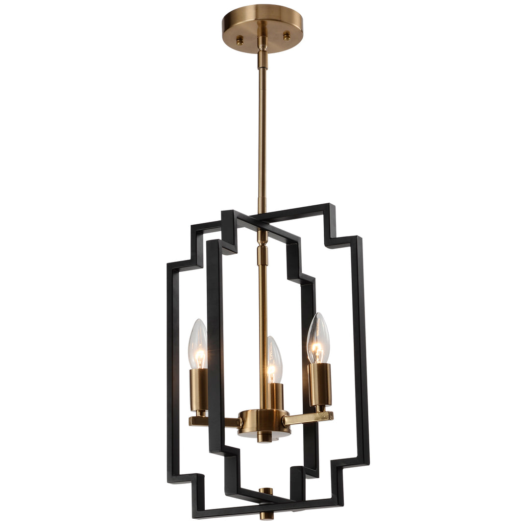 Maxax 3 - Light Lantern Square Chandelier with Wrought Iron Accent #MX1920-P3