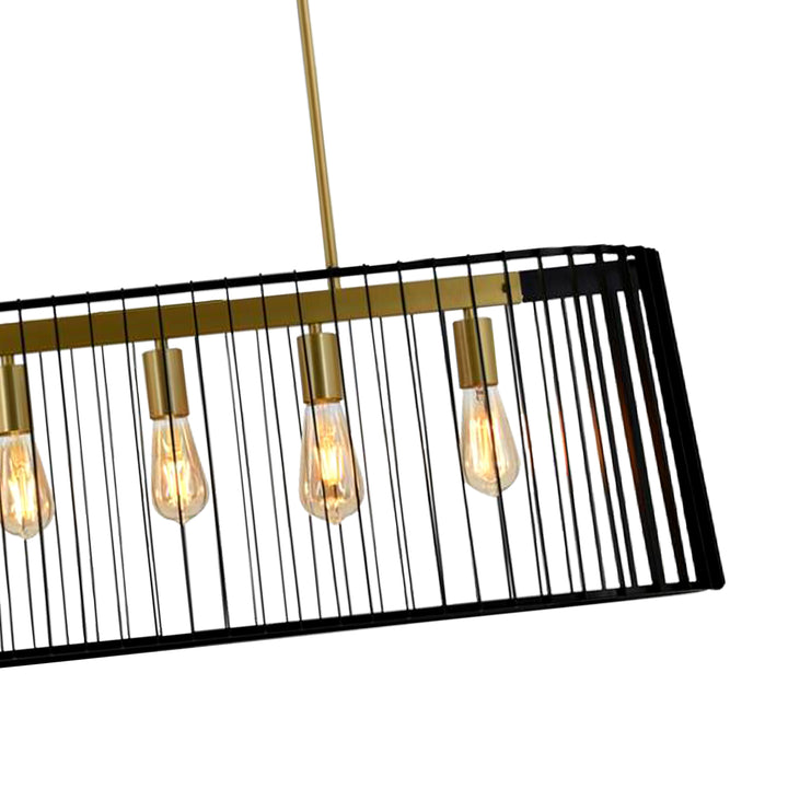 Maxax 5 - Light Kitchen Island Rectangle Chandelier with Wrought Iron Accent #MX2034-P5