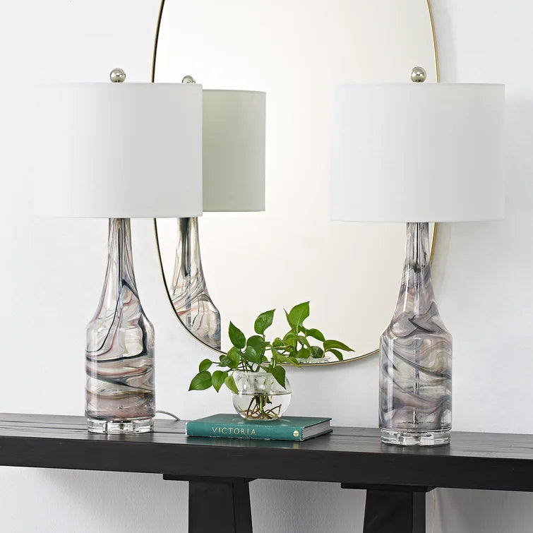 Maxax 29 Inch Standard Grey Glass Table Lamp Set of 2 #T120