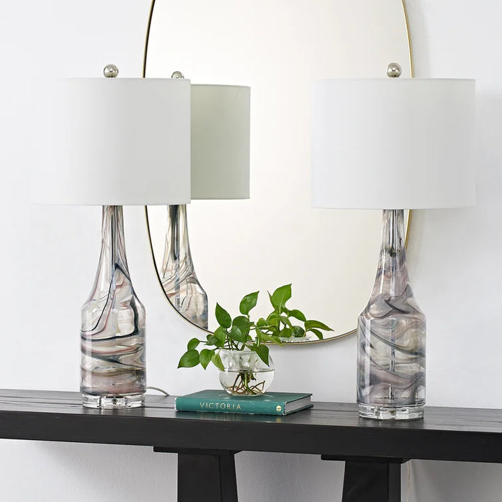 Maxax 29 Inch Standard Grey Glass Table Lamp Set of 2 #T120