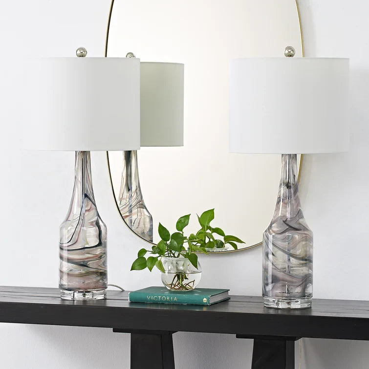 Maxax 29 Inch Standard Grey Glass Table Lamp Set of 2 #T120