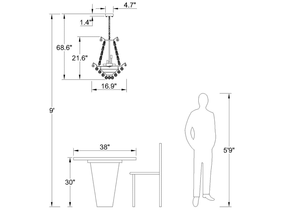 Maxax 6 - Light Unique / Statement Empire Crystal Chandelier #MX17022