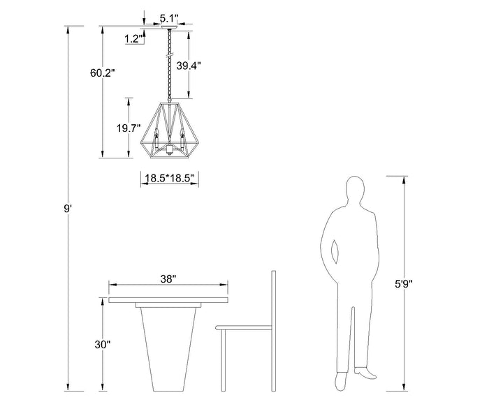 Maxax 5-Light Geometric Model Candle Chandelier #MX19006