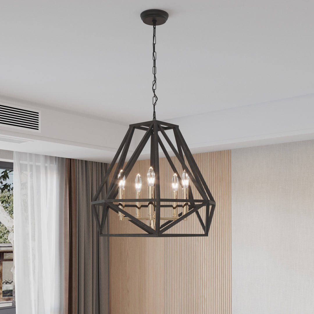 Maxax 5-Light Geometric Model Candle Chandelier  #MX19006-5-P