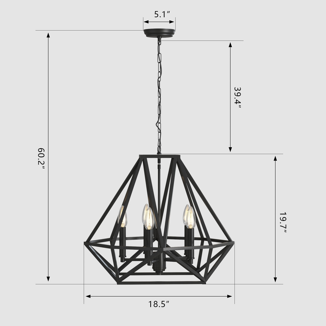 Maxax 5-Light Geometric Model Candle Chandelier  #MX19006-5-P