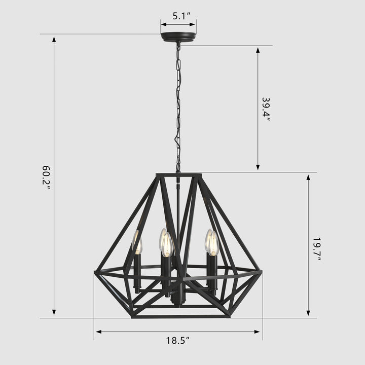 Maxax 5-Light Geometric Model Candle Chandelier  #MX19006-5-P