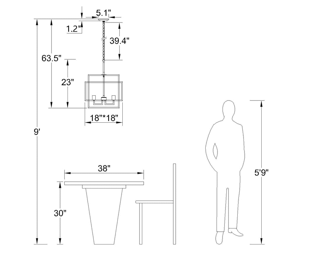 Maxax 4 - Light Lantern Square Chandelier#MX19078