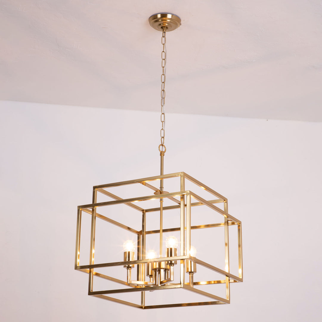 Maxax 4 - Light Lantern Square Chandelier#MX19078-4-P