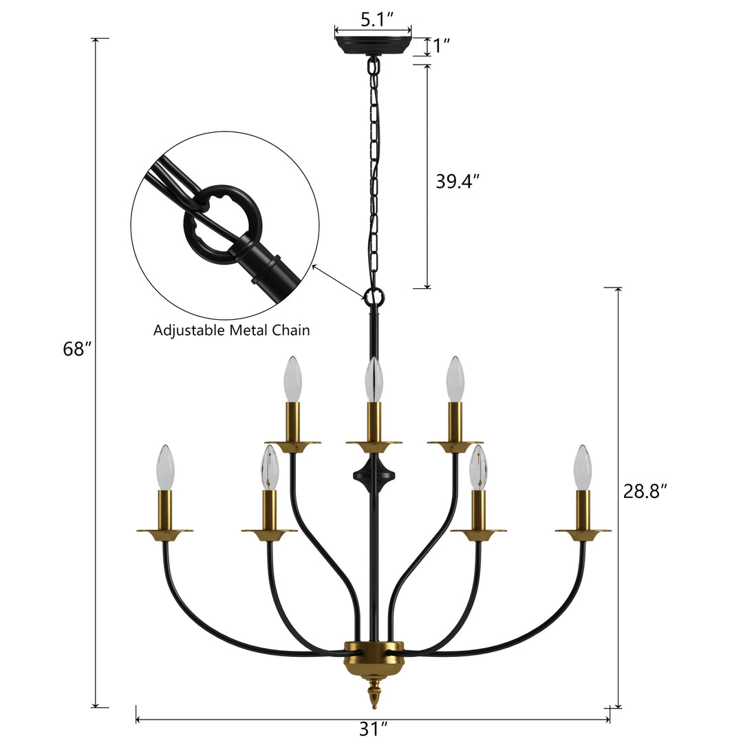 Maxax 9 - Light Dimmable Classic / Traditional Chandelier