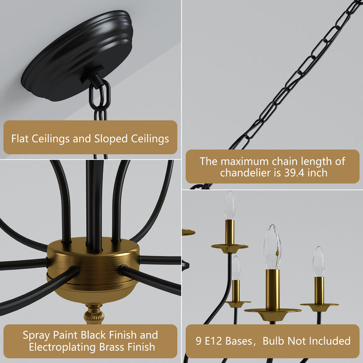 Maxax 9 - Light Dimmable Classic / Traditional Chandelier #MX19084