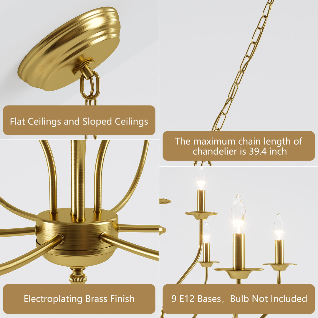 Maxax 9 - Light Dimmable Classic / Traditional Chandelier #MX19084