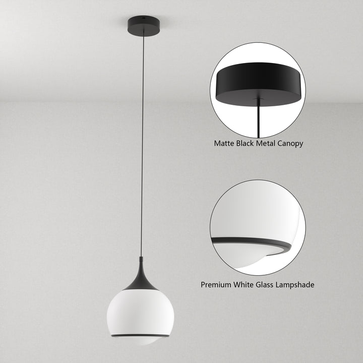 1-light Led Single Glass Pendant For Hallway/kitchen Island #MX21051