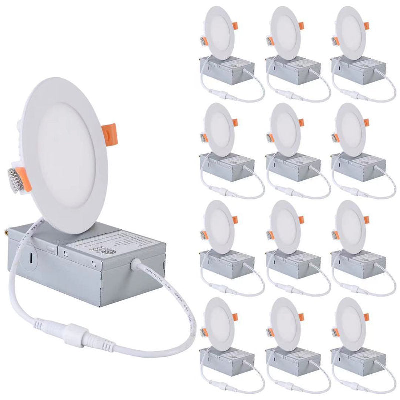 4-inch 9W 3000K ultra-slim canless recessed lighting 12-pack - image 1