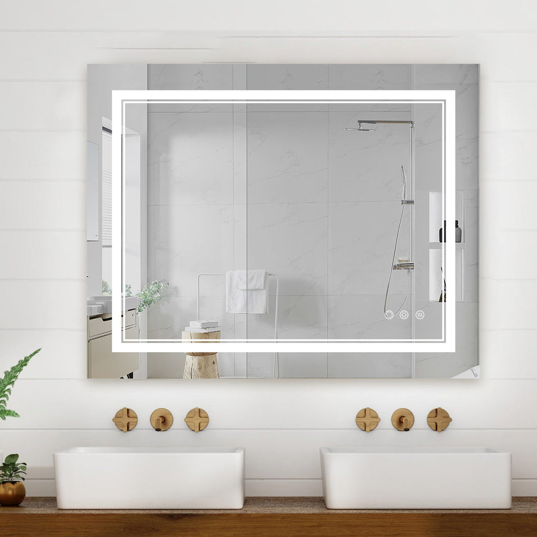 Modern Frameless Anti-Fog LED Lighted Dimmable Wall Mounted Bathroom Vanity Mirror 40 H x 32 W