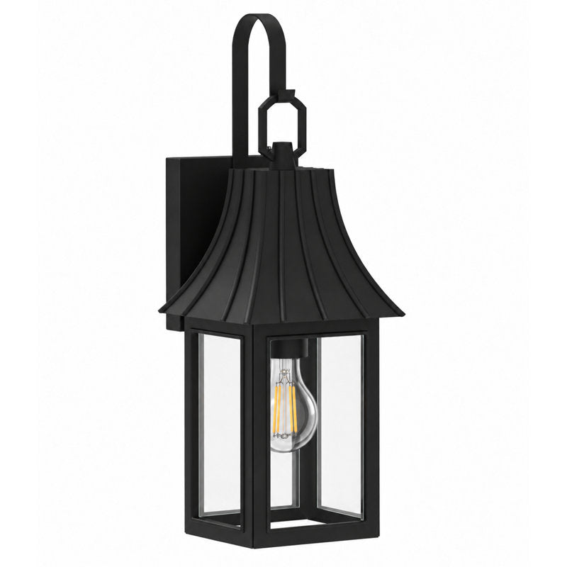 16"H 1-Light Farmhouse Exterior Wall Lantern Sconce, Dusk to Dawn Photocell Auto Activation, Matte Sand Grain Black Iron Frame, Clear Tempered Glass, Weatherproof Hardwired Front Porch & Entryway Lighting (Set of 2) - Image 6