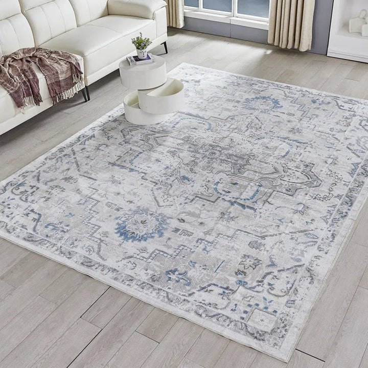 YUIlili Faux Cashmere Blue vintage-style Rugs #AZJL6