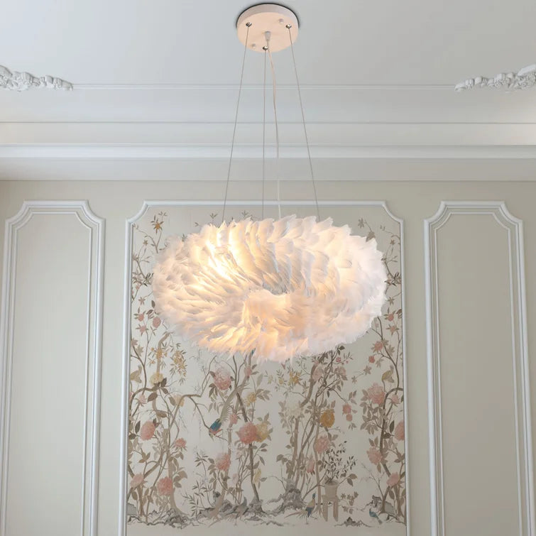Maxax 6 - Light Shaded Globe Chandelier With Feather Accents #MX19115