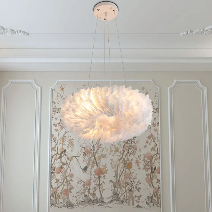 Maxax 6 - Light Shaded Globe Chandelier With Feather Accents #MX19115