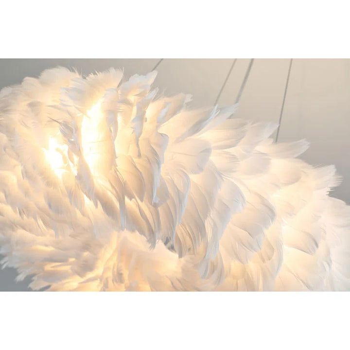 Maxax 6 - Light Shaded Globe Chandelier With Feather Accents #MX19115