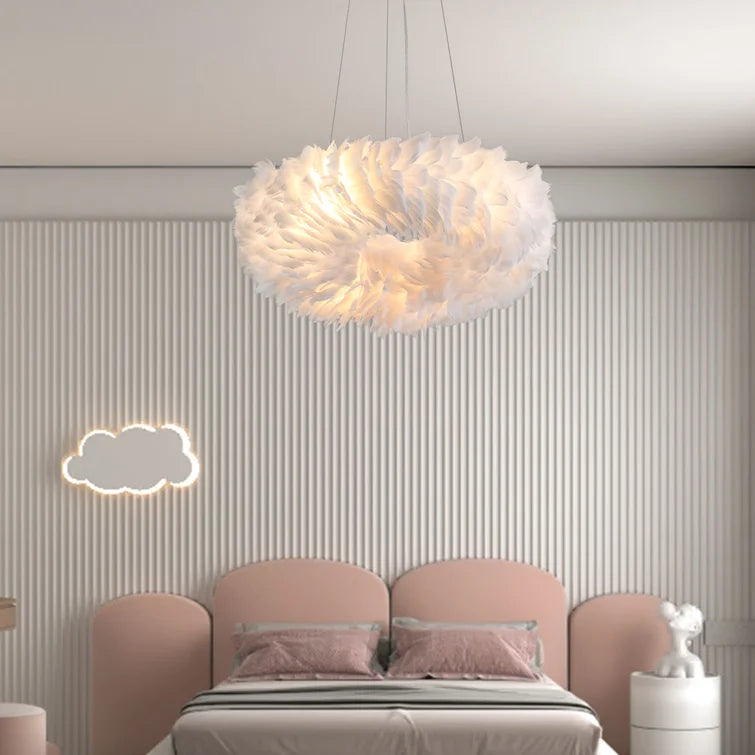 Maxax 6 - Light Shaded Globe Chandelier With Feather Accents #MX19115
