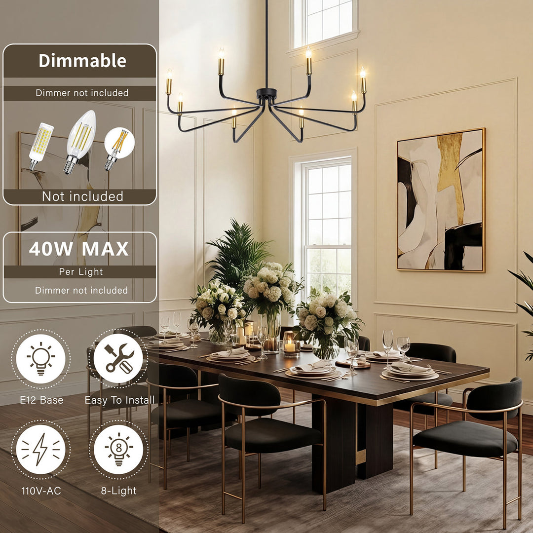 Essence 6 - Light 26"W Dimmable Classic Candle Style Chandelier #29020