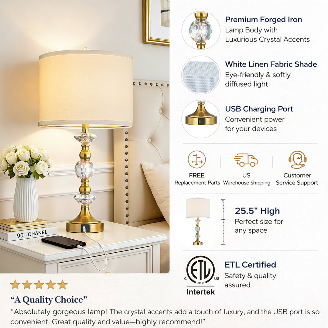 Finesse Modern Minimalist Crystal Glass Table Lamp Set (2 pieces) #T266