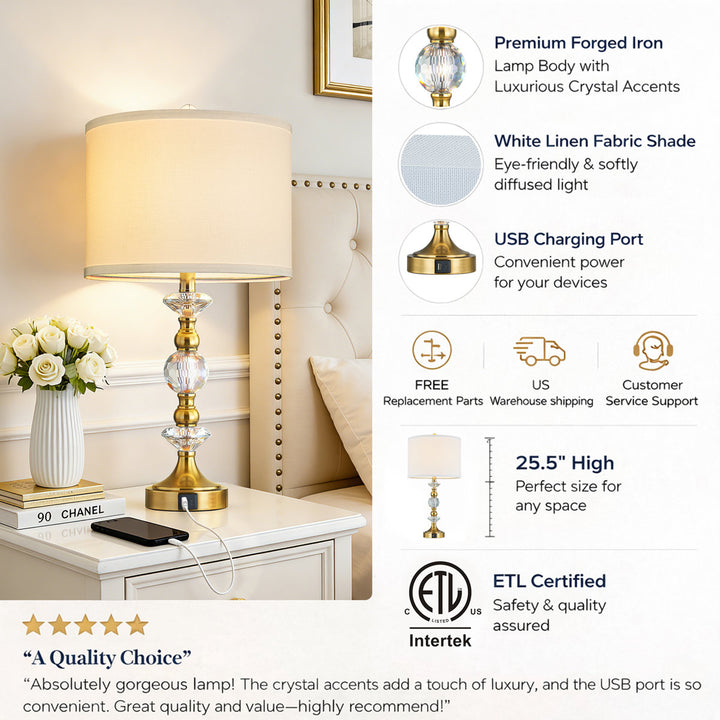 Finesse Modern Minimalist Crystal Glass Table Lamp Set (2 pieces) #T266