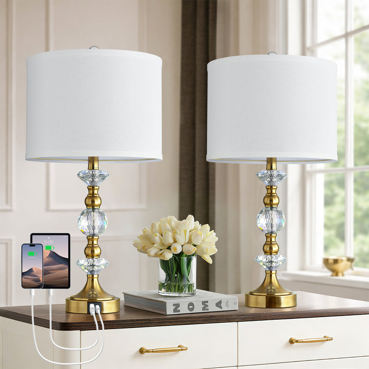 Finesse Modern Minimalist Crystal Glass Table Lamp Set (2 pieces) #T266