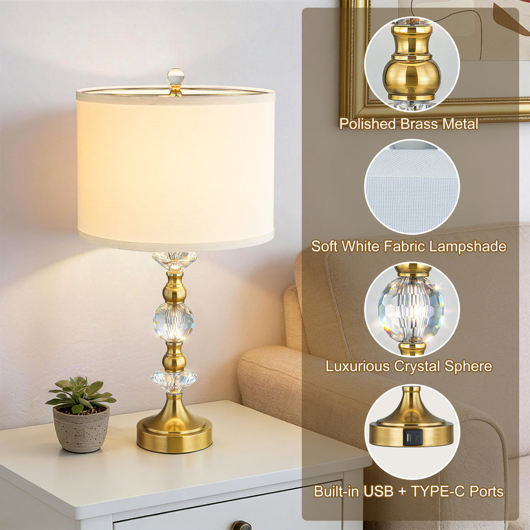 Finesse Modern Minimalist Crystal Glass Table Lamp Set (2 pieces) #T266
