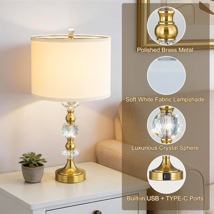 Finesse Modern Minimalist Crystal Glass Table Lamp Set (2 pieces) #T266
